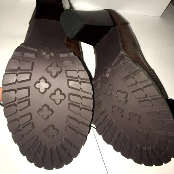 Chunky Y2K Heels Clogs Doc Martens Brown Womens Shoes Platform Combat Brown - Picture 4 of 7